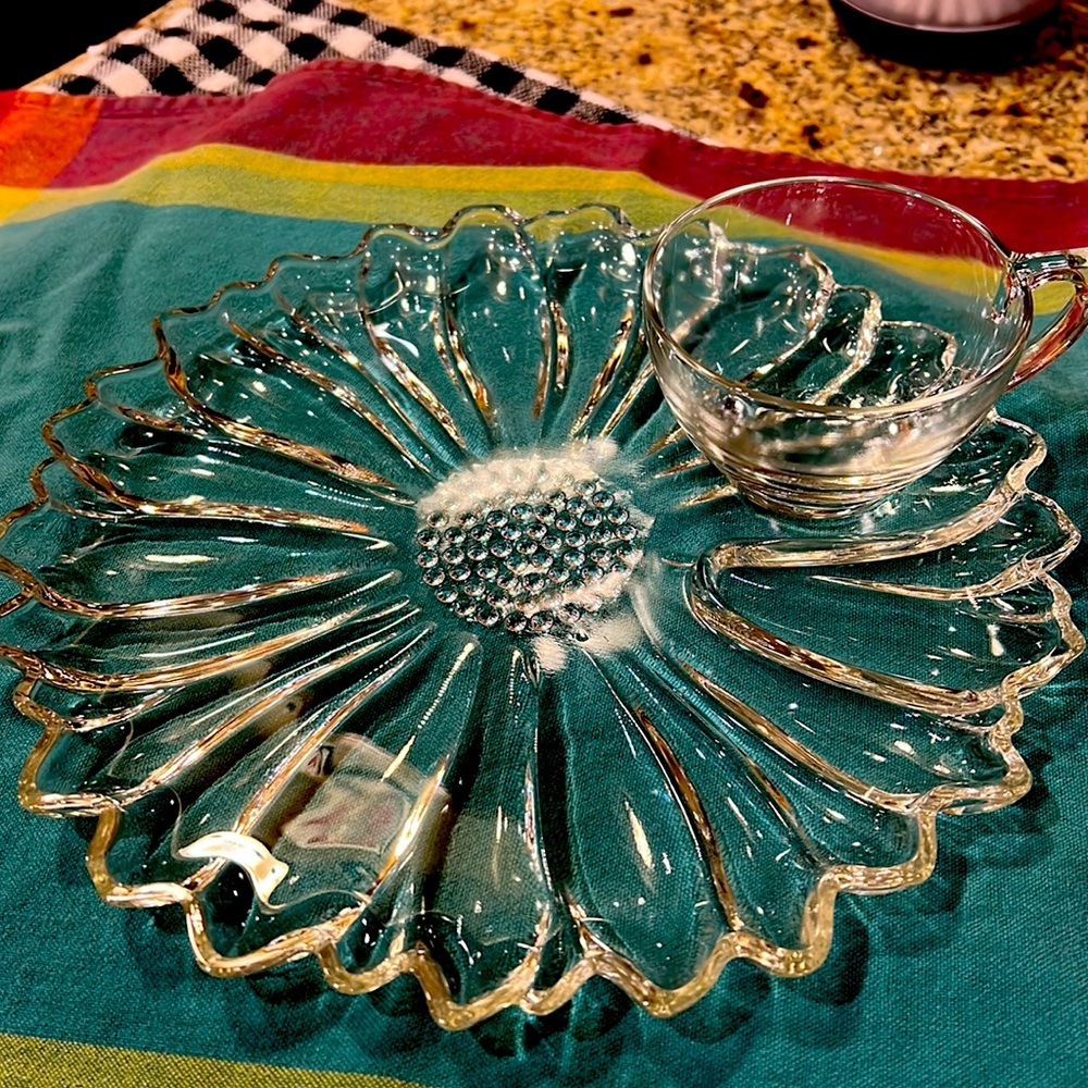 Gorgeous ANTIQUE flower plate and tea cup set
